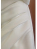 Off Shoulder Ivory Shining Satin Slit Wedding Dress